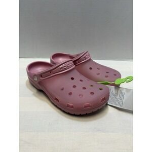 NEW Crocs Classic Frosted Clogs Rosette Pink Slip On Sandals Women's Size 7 NWT